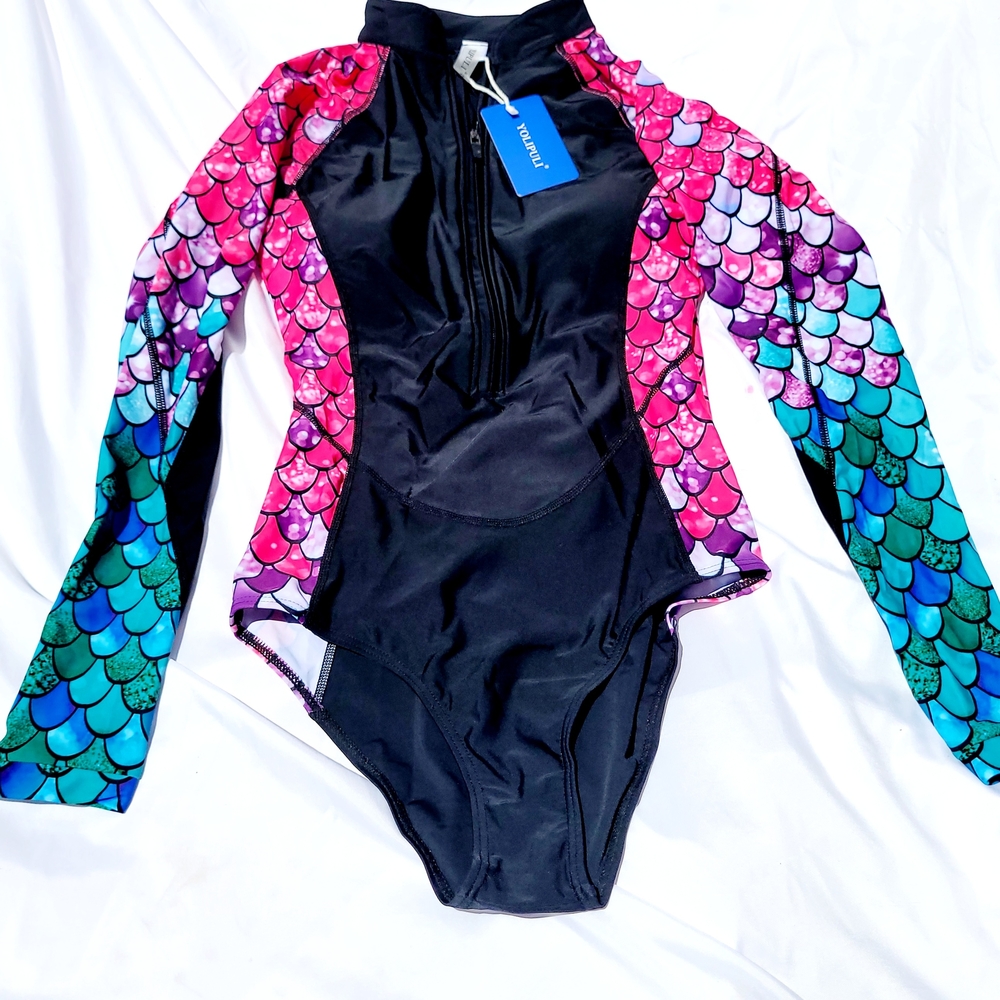 Womens Surfing Swimsuit Size Mefium- Pink and Blue Mermaid Design